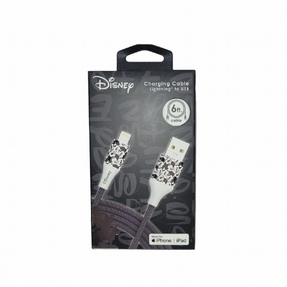 Disney Mickey Mouse 6Ft iPhone/Ipad Charging Cable Lightning To USB - New